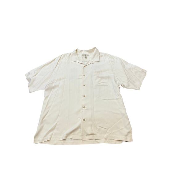Tommy Bahama Vintage Mens Beige Silk‎ Embroidered Button Up Tiki Shirt XL Surf - Picture 2 of 9